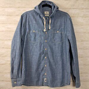 johnnie-O Hangin' Out Long Sleeve Hooded Chambray Shirt M